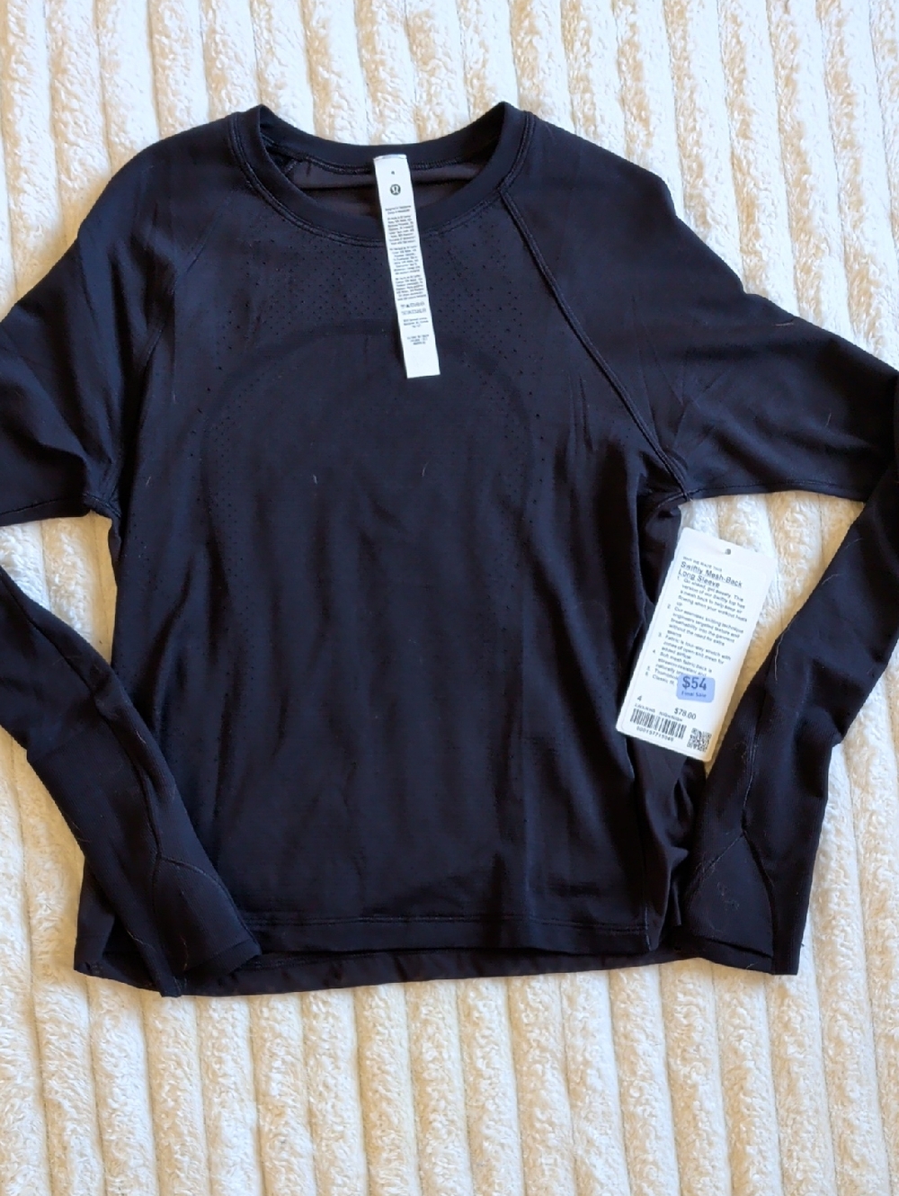 lululemon athletica Mesh Back Black Long-Sleeve Perforated Athletic Top
